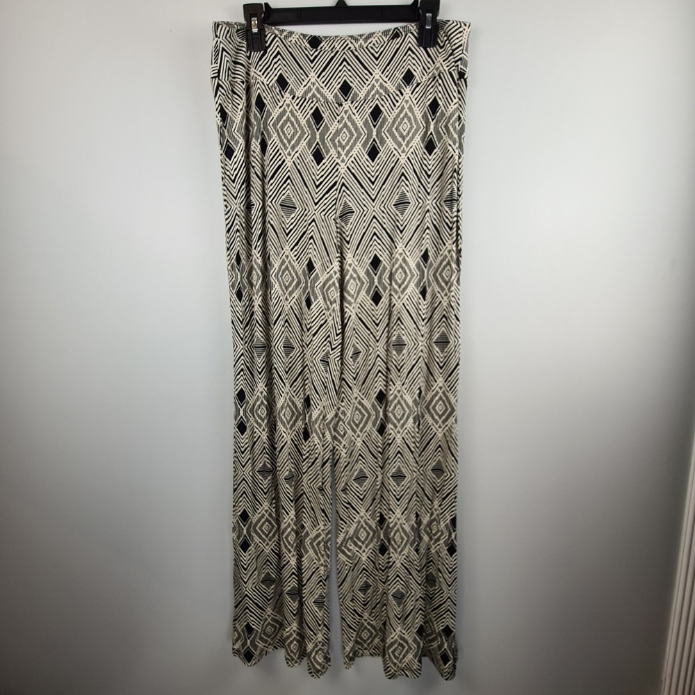 Cato Woman Black Cream Geometric Diamond Wide Leg Palazzo Pants Plus Size 14/16W